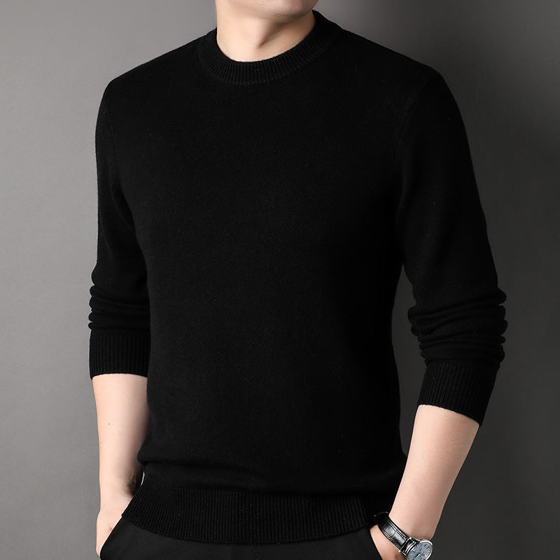 FashionRay classic black crew neck sweater for men, stylish and comfortable fashion