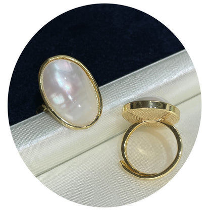 Blue-white Freshwater Starry Sky Blue Mabe Pearl Ring