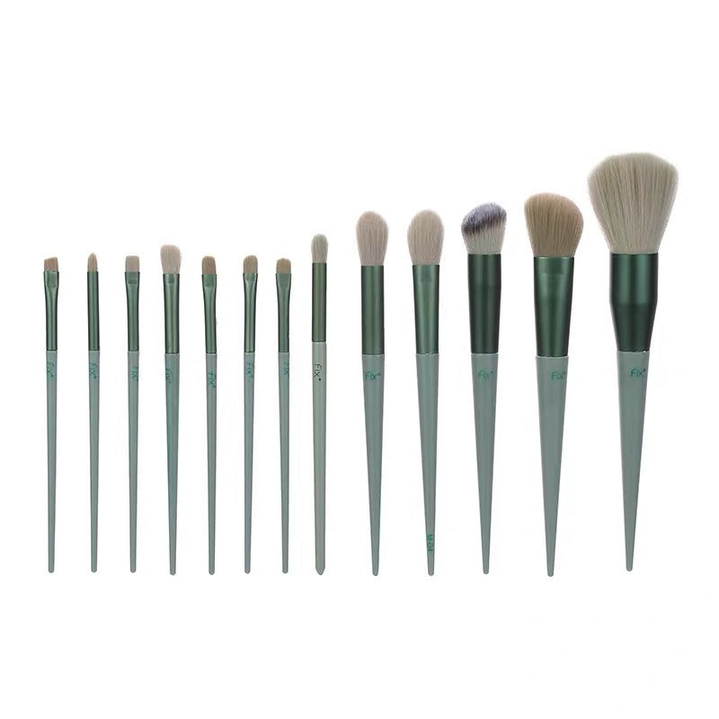 FashionRay green makeup brush set with 13 brushes for flawless beauty routines