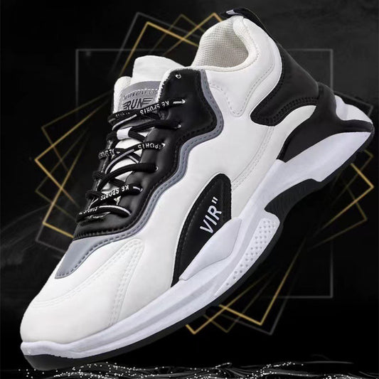 FashionRay black and white chunky sneaker with bold V-shape accents and modern design