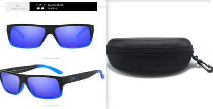 Black and blue fashion sunglasses with blue lenses and protective case from FashionRay