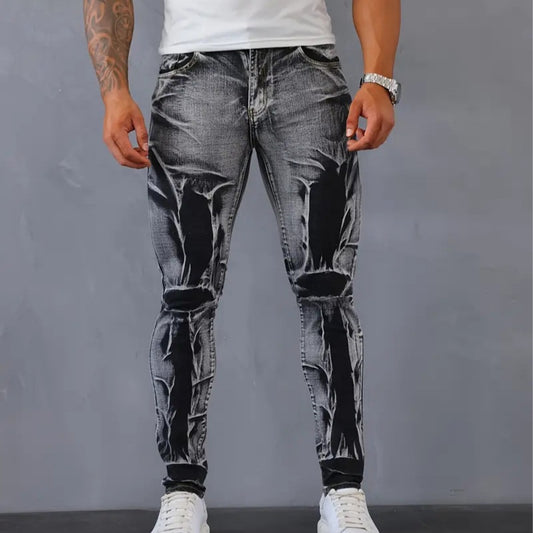 FashionRay men's trendy black and white distressed skinny jeans with white sneakers