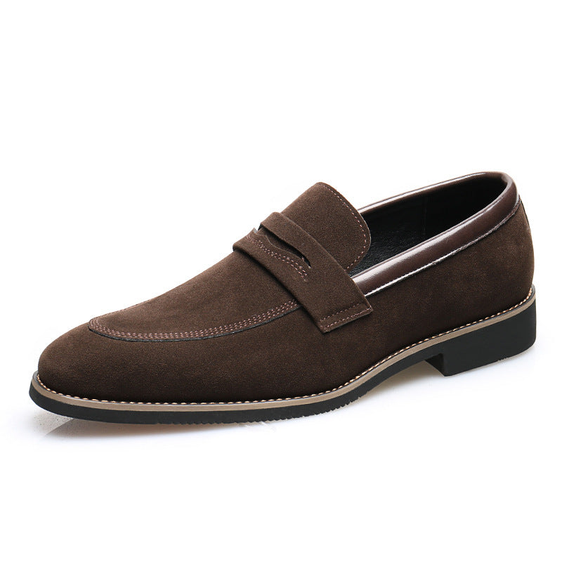 Men's brown suede loafer with low heel and stitched detail, FashionRay modern casual style