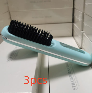 Light blue electric hair straightening brush on boxes, FashionRay 3pcs set