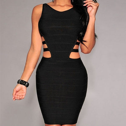 FashionRay trendy black bodycon dress with side cutouts, bold modern women’s fashion