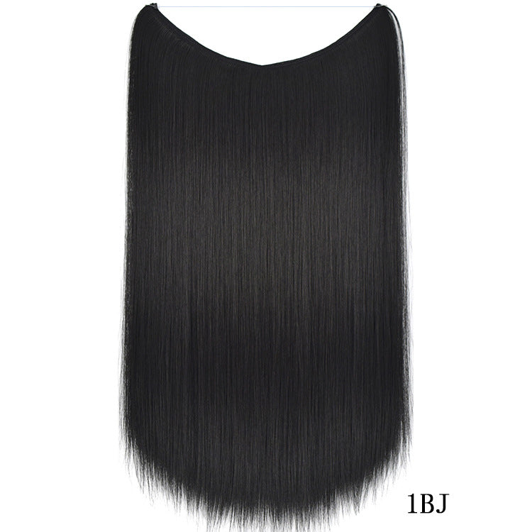 Straight black synthetic hair extension, sleek style by FashionRay, color 1BJ