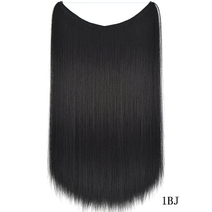 Straight black synthetic hair extension, sleek style by FashionRay, color 1BJ