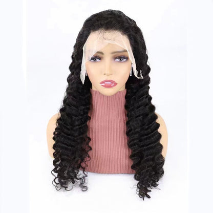 Mannequin head with long curly lace front black wig, FashionRay trendy hairpiece display