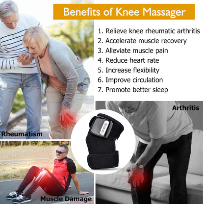 Collage showing knee massager benefits, seniors and athlete with knee pain, FashionRay wellness