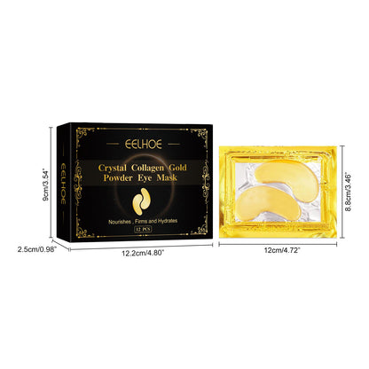 EELHOE Crystal Collagen Gold Powder Eye Mask box with gold eye mask pads, beauty skincare product