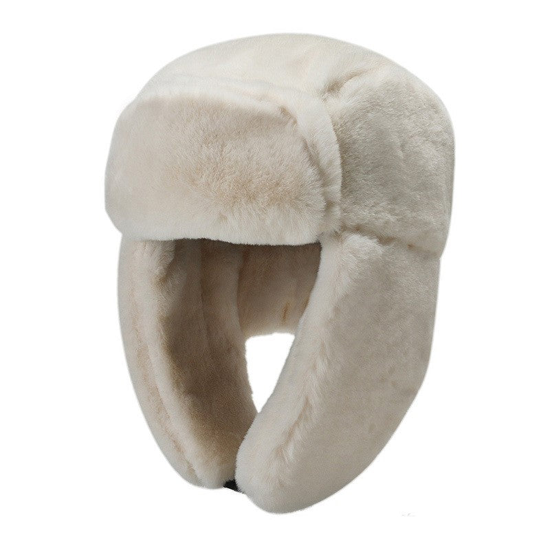 Cream faux fur winter trapper hat, cozy and stylish, from FashionRay collection.