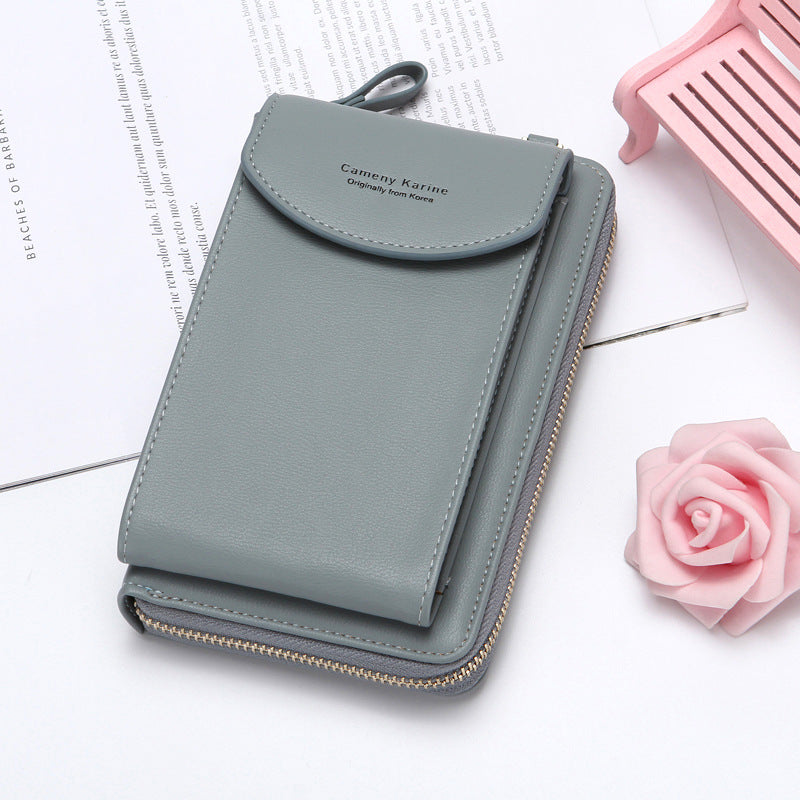 FashionRay stylish gray wallet on white background with pink rose accent