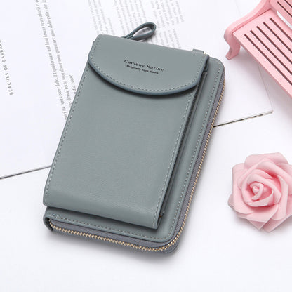 FashionRay stylish gray wallet on white background with pink rose accent