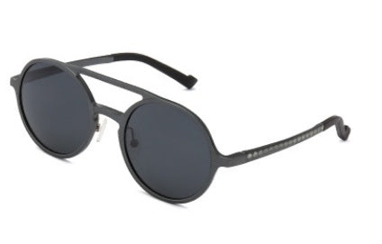 Trendy round black sunglasses with dark lenses from FashionRay, modern stylish eyewear.