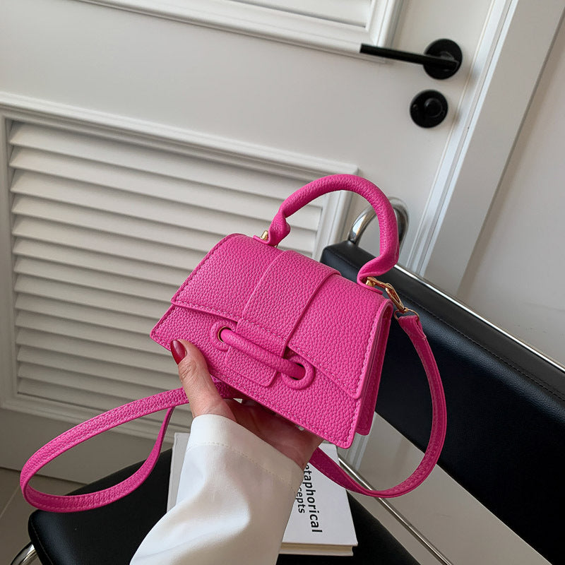 FashionRay trendy pink mini handbag with top handle and crossbody strap, modern stylish accessory