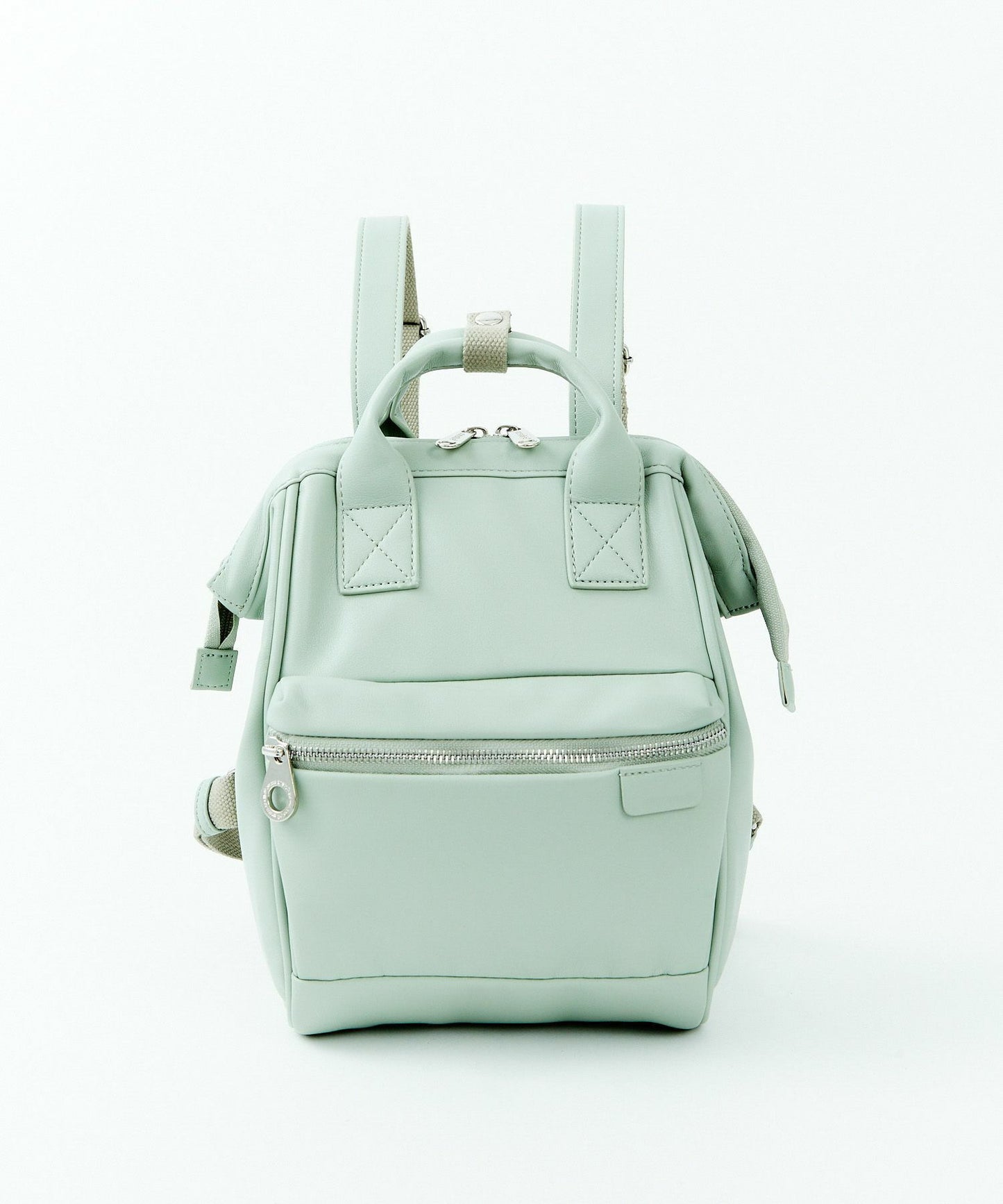 Mint green mini backpack with front zipper pocket, trendy and minimal, FashionRay style