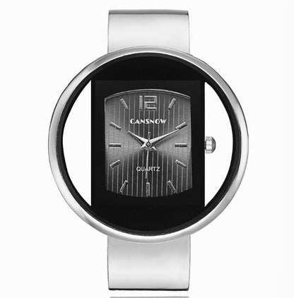 Modern silver Cansnow quartz watch with round face and minimalist fashion design