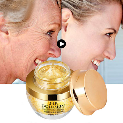 24K Goldskin moisturizer jar with before and after facial skin result photos, FashionRay skincare.