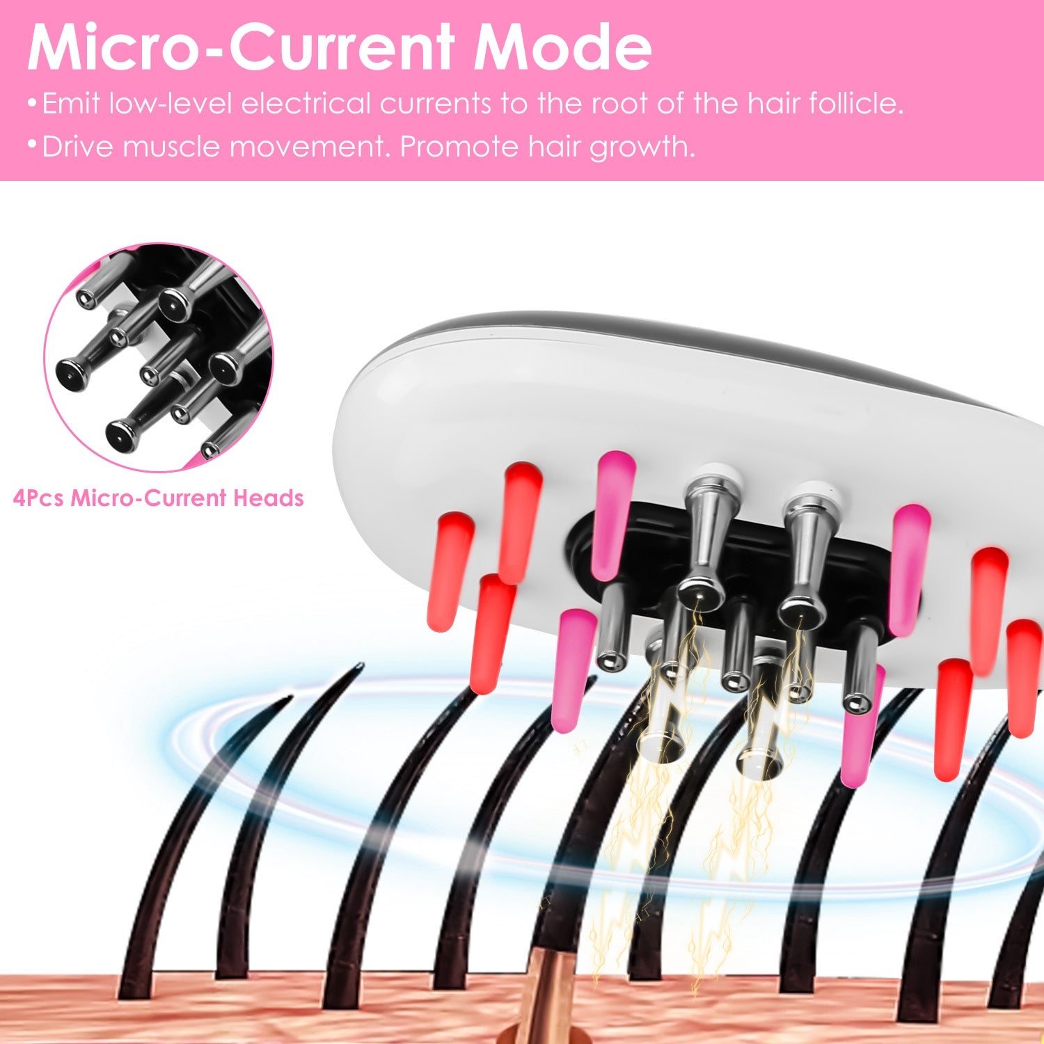 Micro-current hair scalp massager device promoting hair growth, FashionRay hair care tool