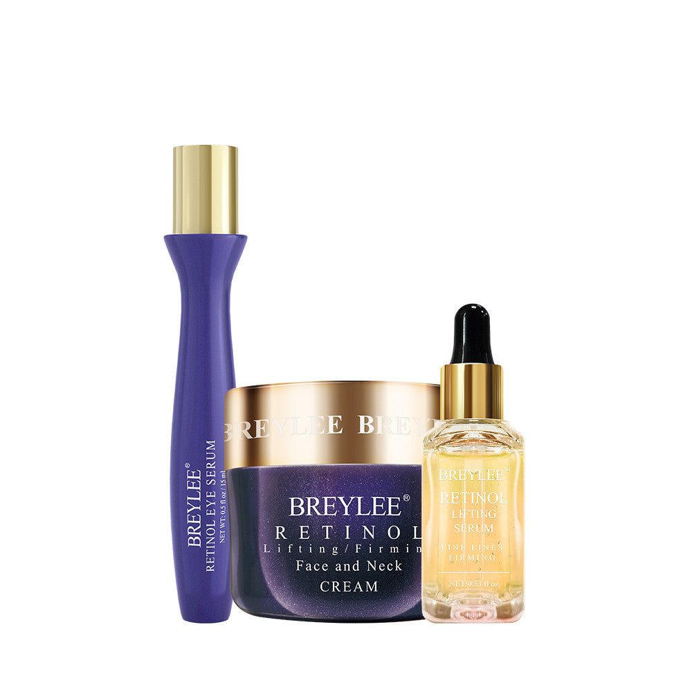 BREYLEE retinol skincare set with eye serum, face and neck cream, and lifting serum