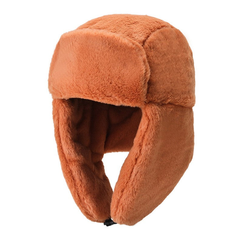 Faux fur brown winter trapper hat with ear flaps, FashionRay cozy headwear
