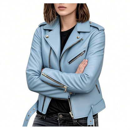 Women's Short Women's Leather Jacket Coat Jacket Pu