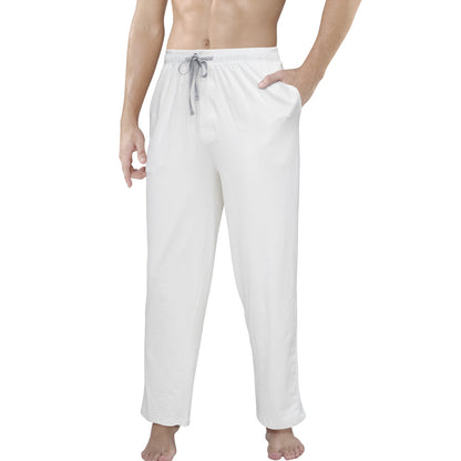 Men's white lounge pants with drawstring waist, comfortable fashion from FashionRay