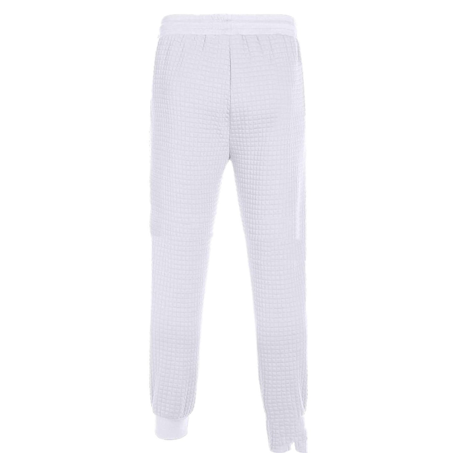 White textured jogger pants with elastic waist and cuffs, FashionRay trendy loungewear