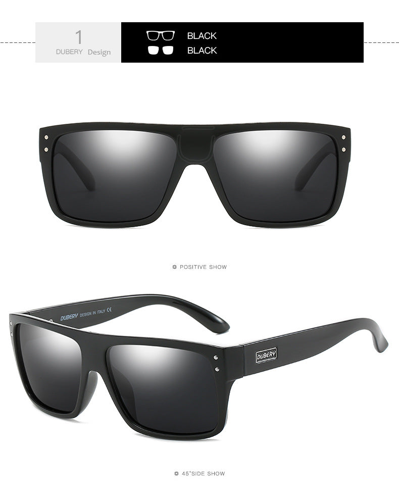 FashionRay black Dubery sunglasses, square frame, glossy finish, affordable trendy eyewear