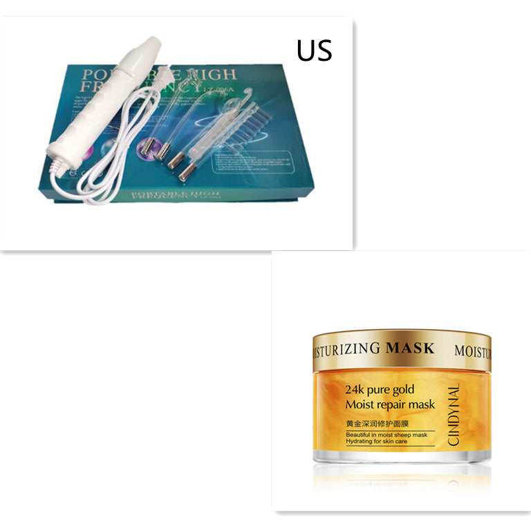 High frequency facial device kit and Cindynal 24k gold moisturizing repair mask for skincare