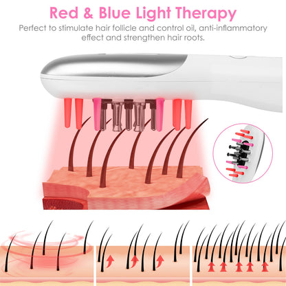 Red and blue light therapy scalp massager stimulating hair follicles, anti-inflammatory, hair growth device, FashionRay