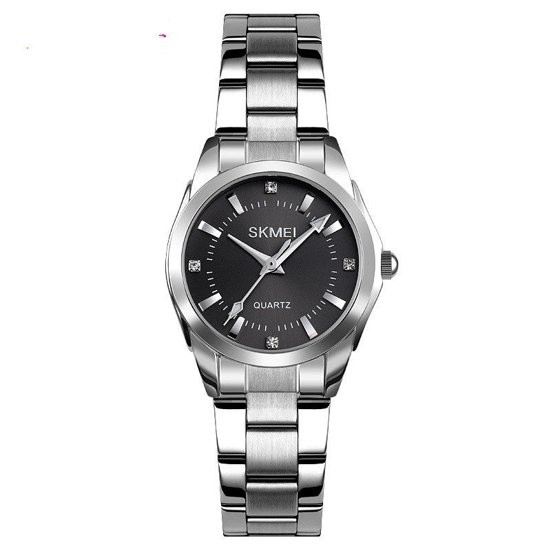 FashionRay SKMEI quartz silver stainless steel wristwatch with black dial