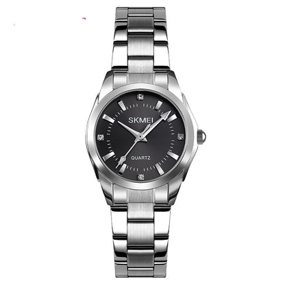 FashionRay SKMEI quartz silver stainless steel wristwatch with black dial