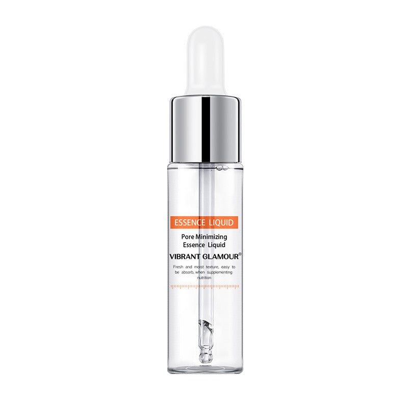 VIBRANT GLAMOUR essence liquid pore minimizing serum bottle with dropper, clear skincare product