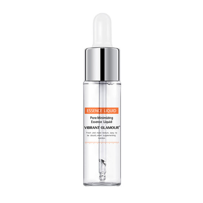VIBRANT GLAMOUR essence liquid pore minimizing serum bottle with dropper, clear skincare product