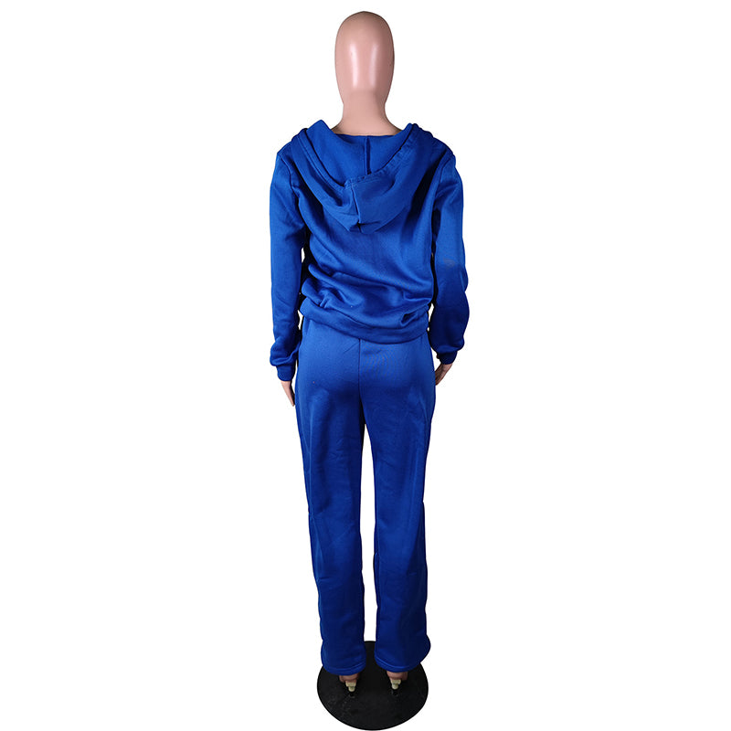FashionRay mannequin wearing blue hoodie and matching pants, back view, showcasing trendy comfort.