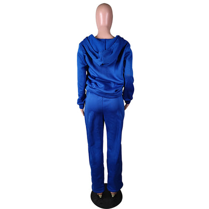 FashionRay mannequin wearing blue hoodie and matching pants, back view, showcasing trendy comfort.
