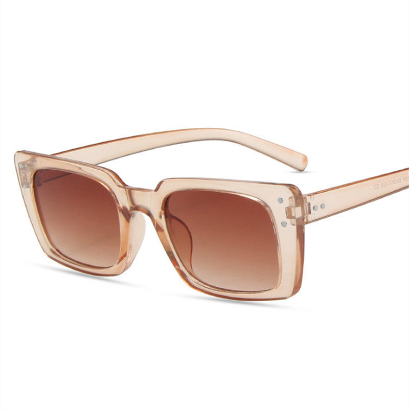 Trendy square peach sunglasses with gradient brown lenses, FashionRay bold style accessory