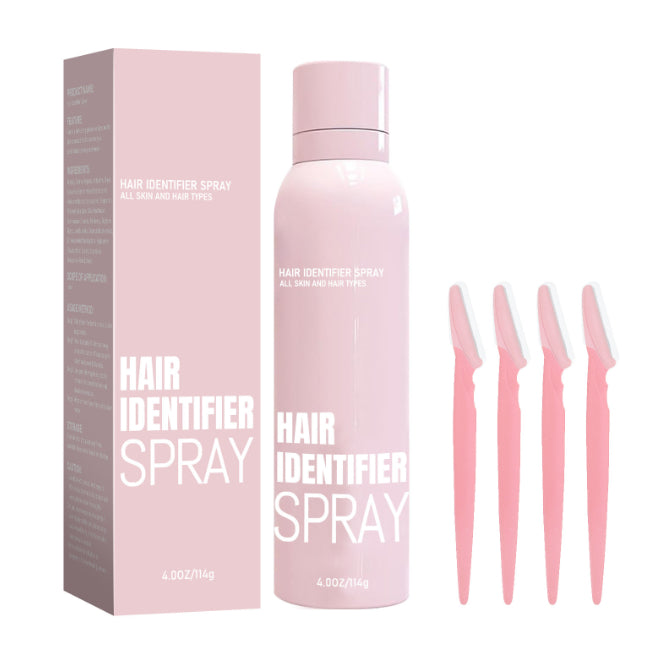 FashionRay hair identifier spray with four pink razors, beauty and grooming set