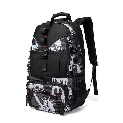 FashionRay stylish black backpack with New York City and Statue of Liberty graphic prints