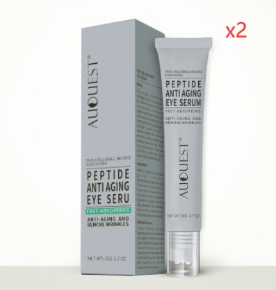AUQUEST peptide anti-aging eye serum box and tube, fast-absorbing skincare, x2 offer