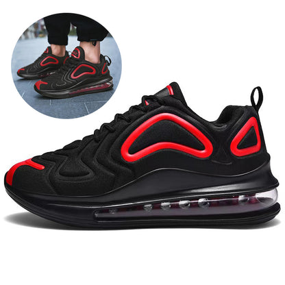 FashionRay black and red athletic sneaker with air-cushioned sole, modern street style