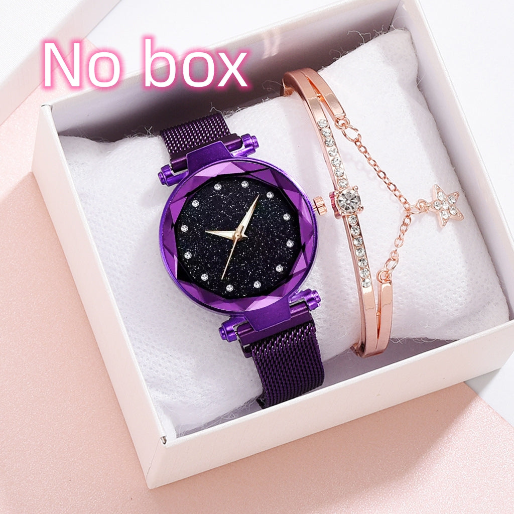 FashionRay purple women's watch and rose gold bracelet set, no box included