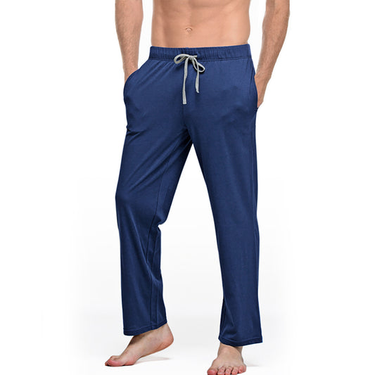 Men’s blue lounge pants with drawstring waist, FashionRay comfortable sleepwear style