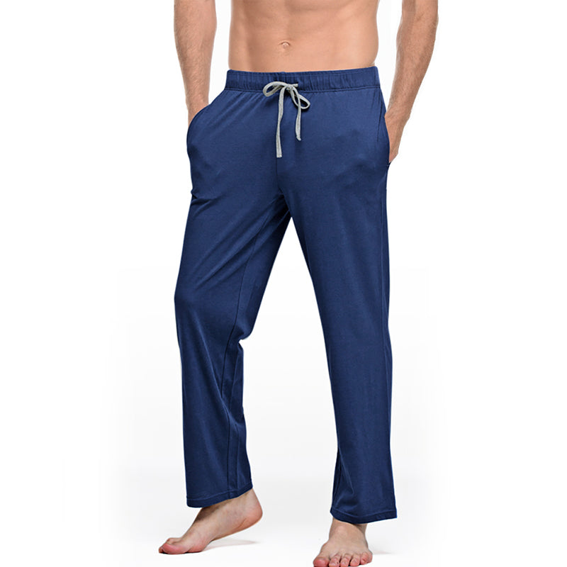 Men's navy blue lounge pants with drawstring waist, casual fashion from FashionRay