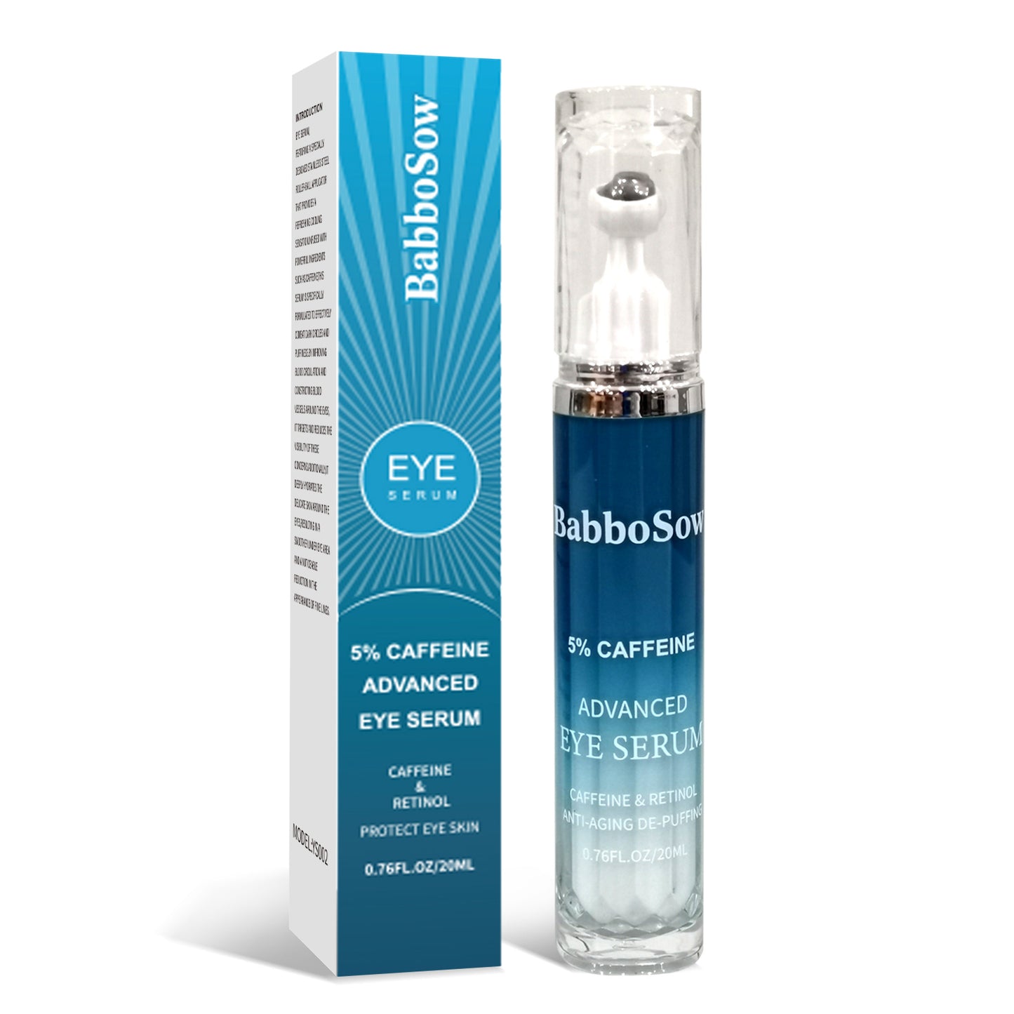 BabboSow 5% caffeine advanced eye serum with box, anti-aging skincare product from FashionRay
