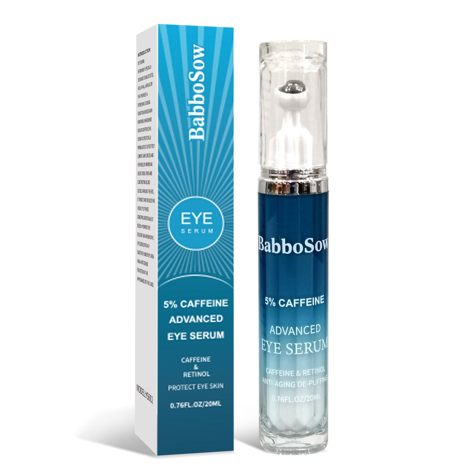 BabboSow 5% caffeine advanced eye serum with box, anti-aging skincare product from FashionRay