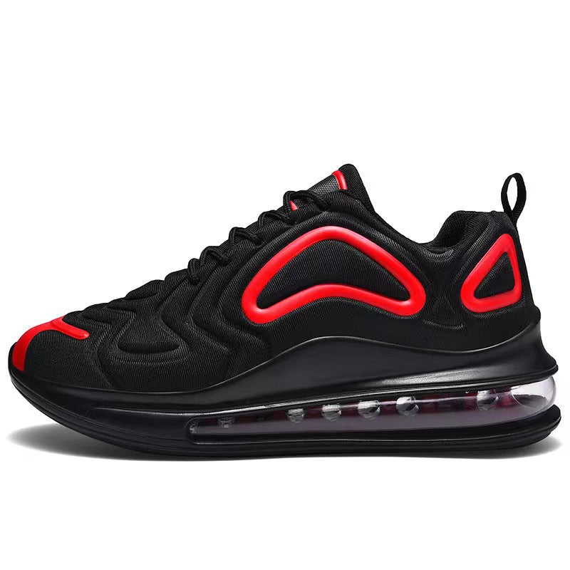 FashionRay black sneaker with red accents and clear air sole, modern athletic footwear