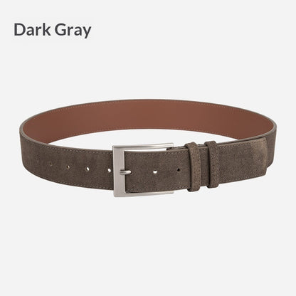 Dark gray suede belt with silver buckle, FashionRay trendy affordable accessory
