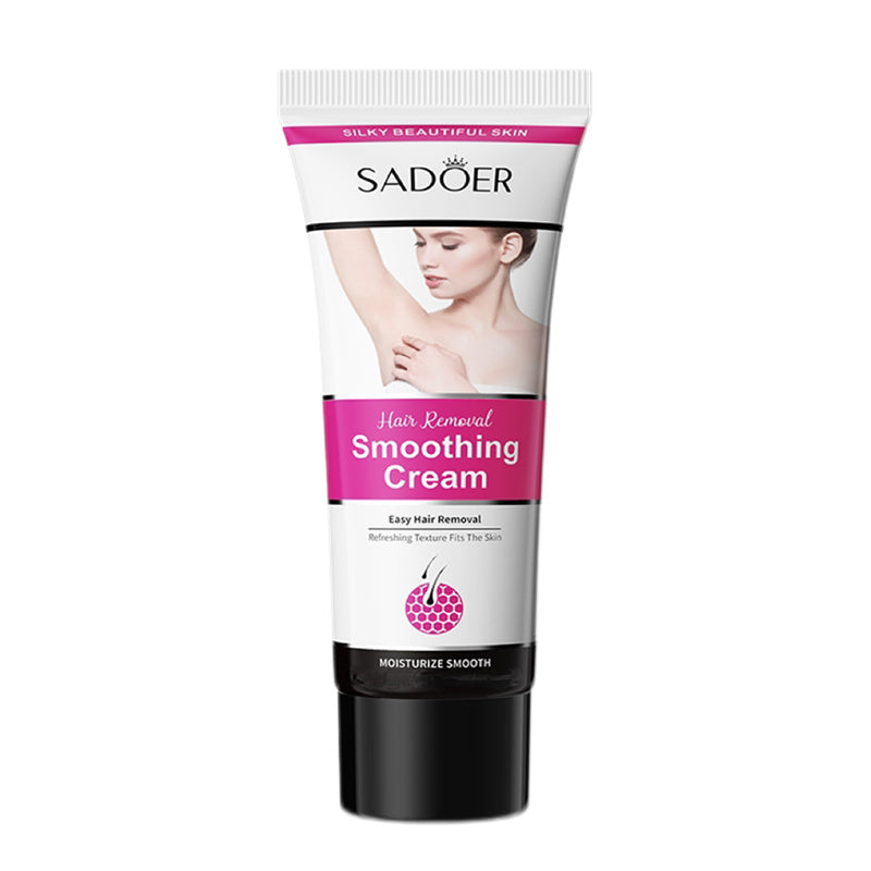 SADOER hair removal smoothing cream tube with woman illustration, FashionRay beauty product